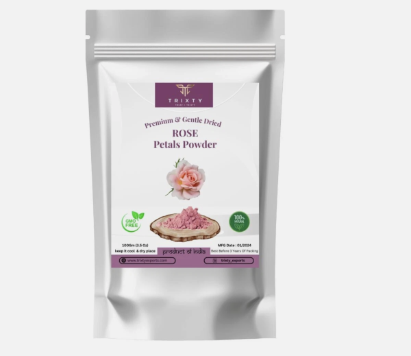 Organic Trixty Edible Rose Petal Powder Skin Hair Care Vegan 100gm