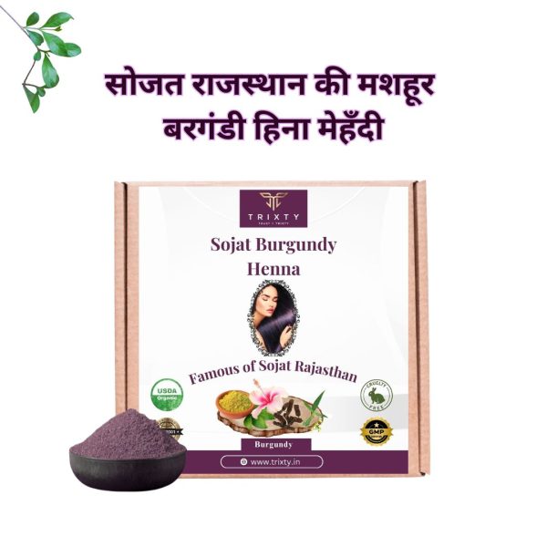 Trixty Sojat Burgundy Henna Powder Hair Colour Dye 100Gm